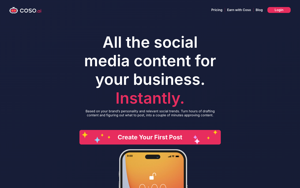 Coso.ai - Empowering SMBs with Social Media Co-Pilot for Quick Content Creation Social Media Content Creation