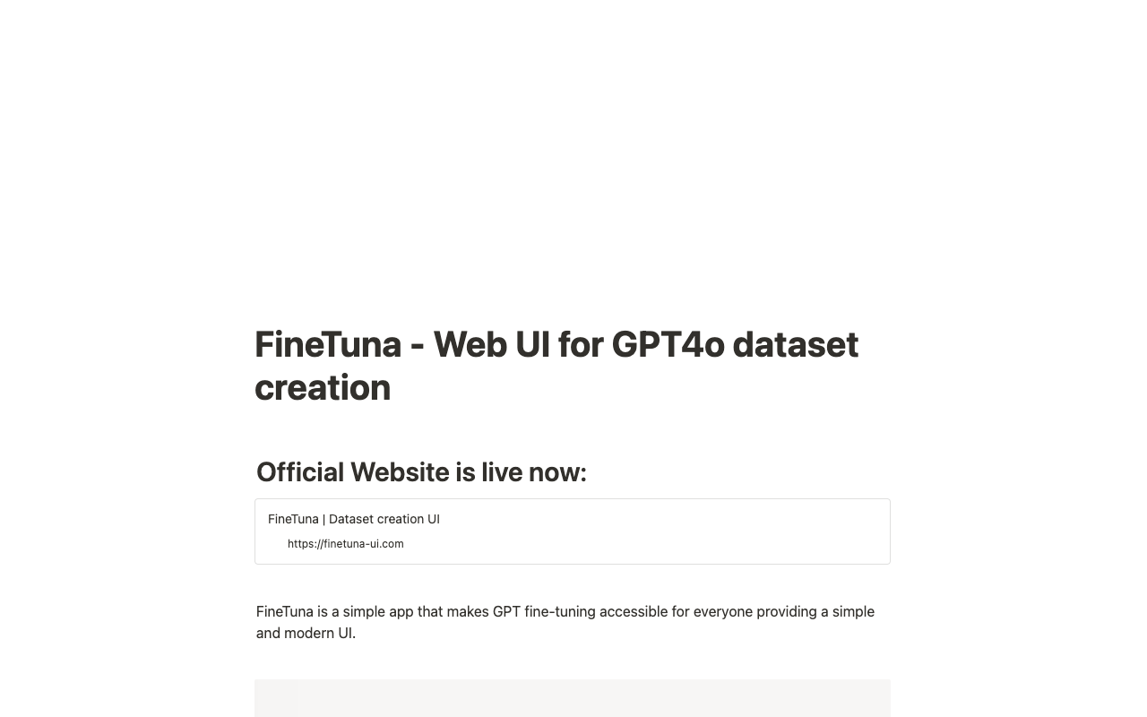 FineTuna - Simplifying GPT-4o Dataset Preparation with a Web UI