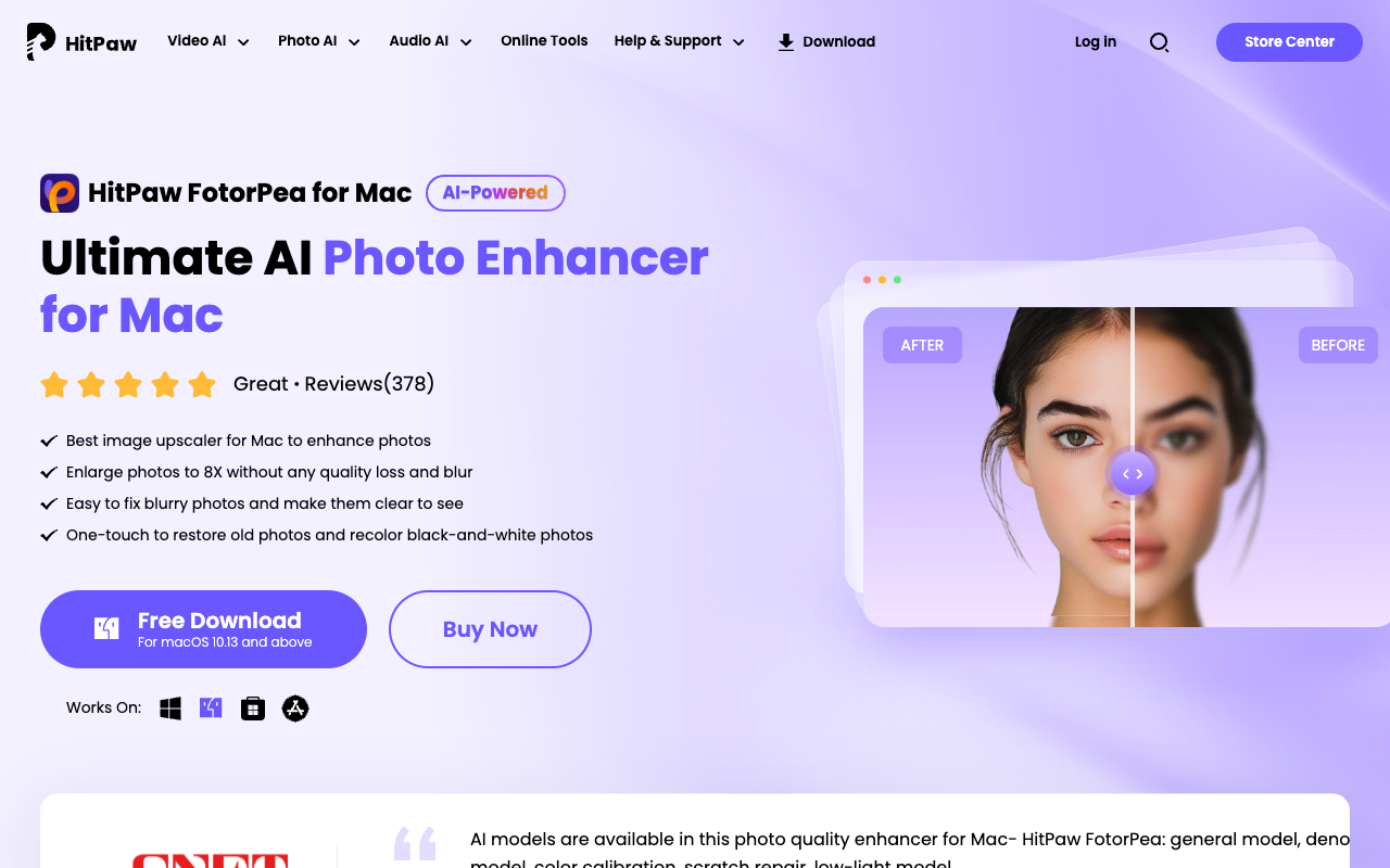HitPaw FotorPea for Mac - Elevate Your Photo Quality with Advanced AI Technology