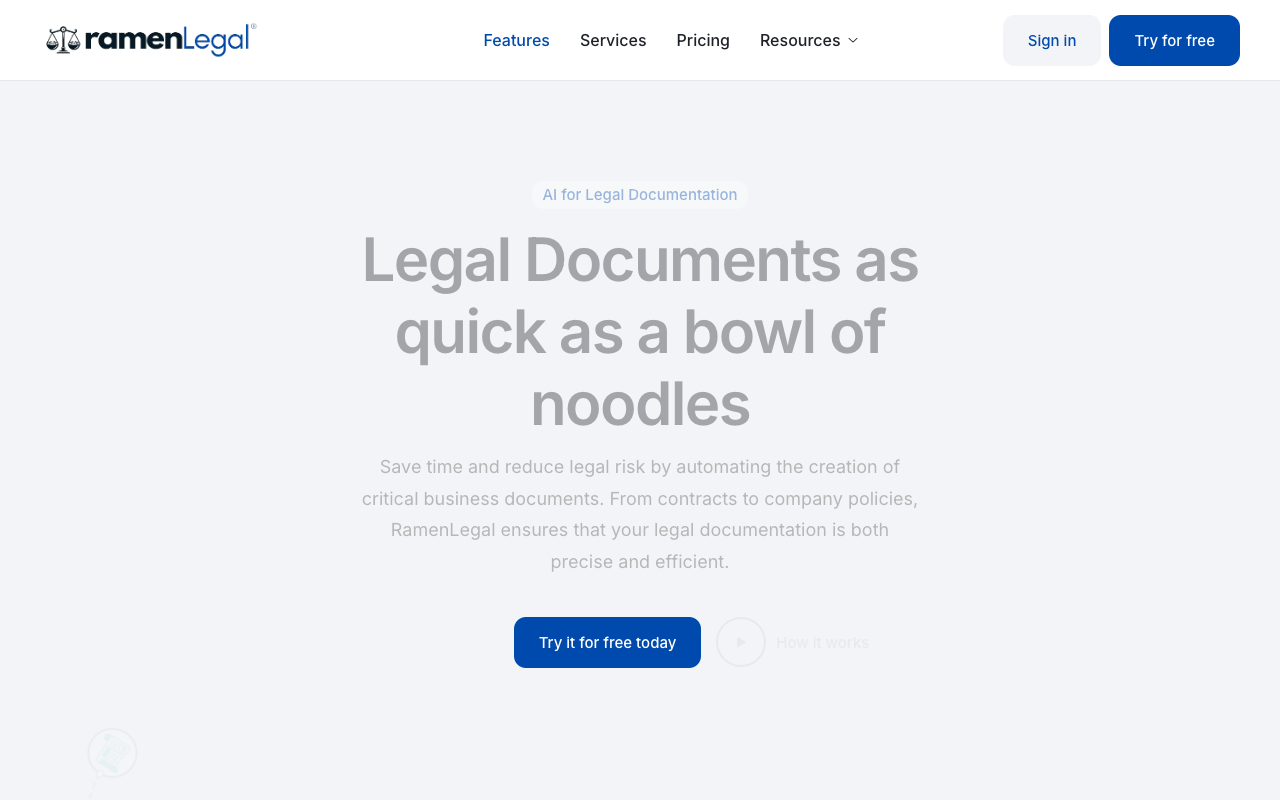 RamenLegal - AI Suite for Legal Documentation and Research