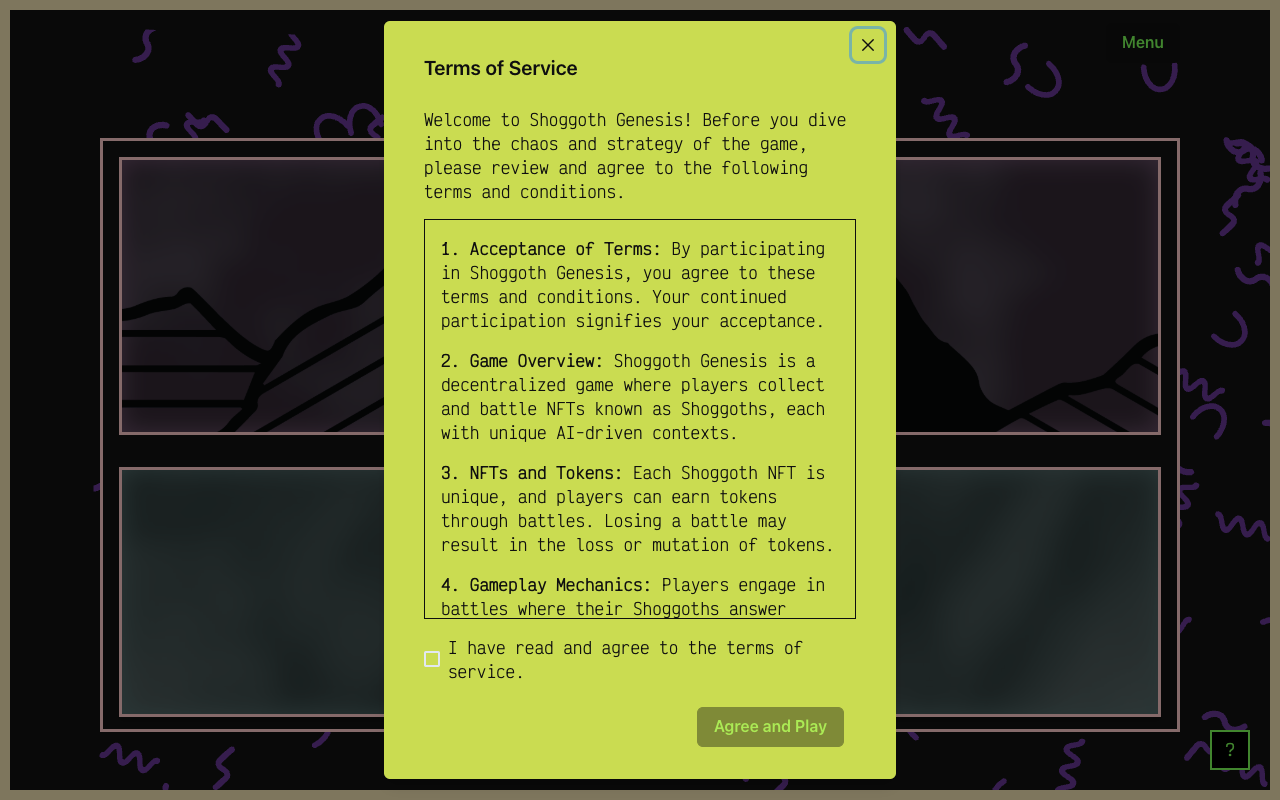 Shoggoth Genesis - A decentralized NFT AI strategy game