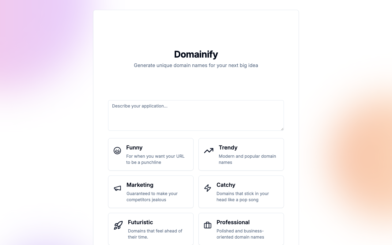 Domainify - AI-Powered Domain Name Generator