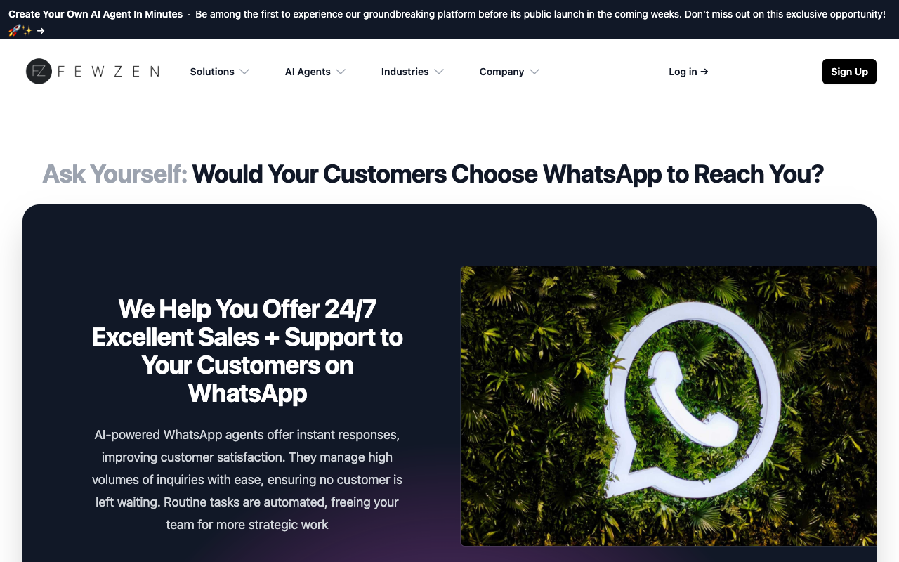 FewzenAI - Simplified AI-Powered WhatsApp Agents Deployment AI Marketing