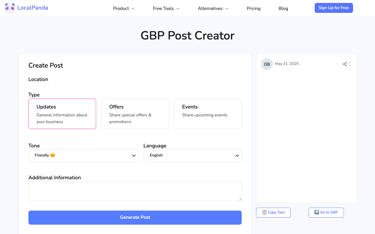 LocalPanda GBP Post Creator: Boost Your Google Business Profile with AI Posts