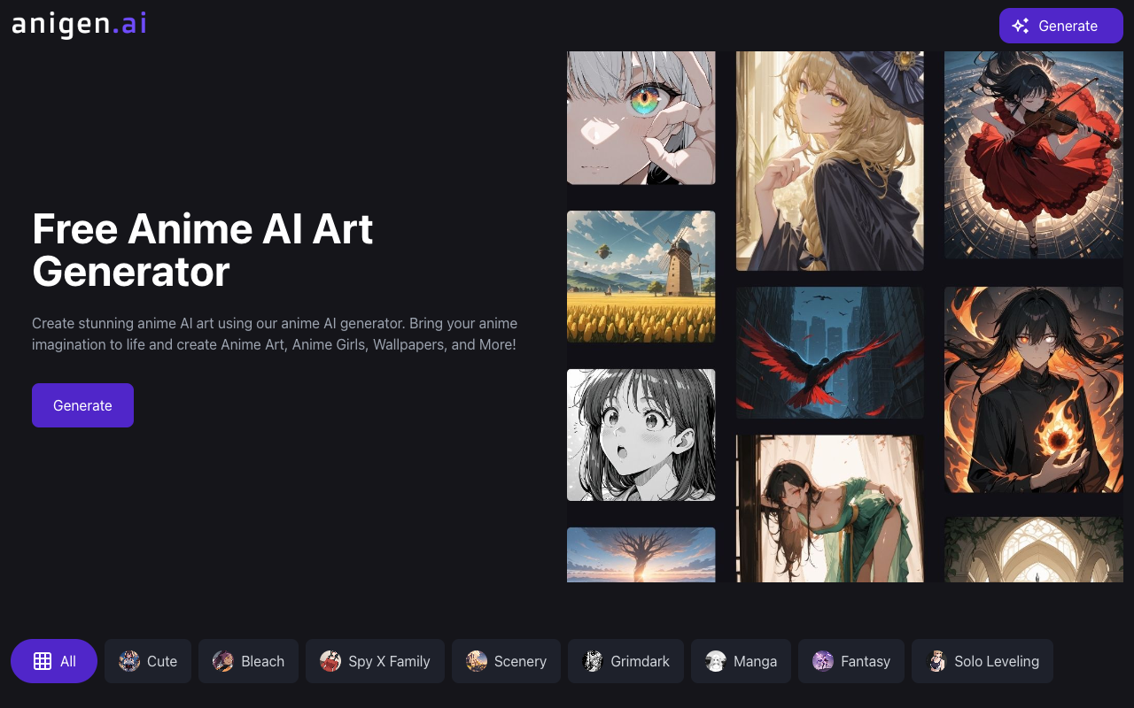 AniGen - Create Stunning AI Anime Art Online