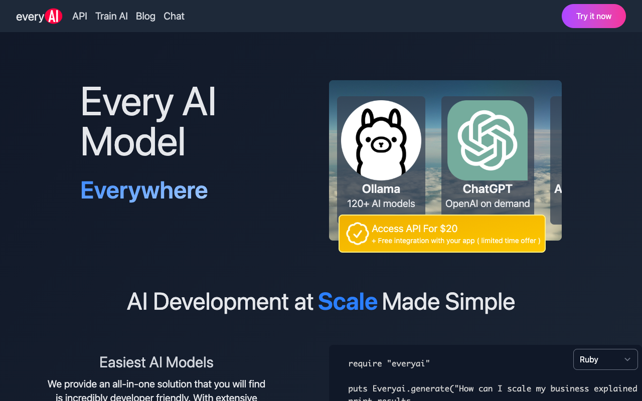 Every AI - The ultimate platform for AI developers AI Development