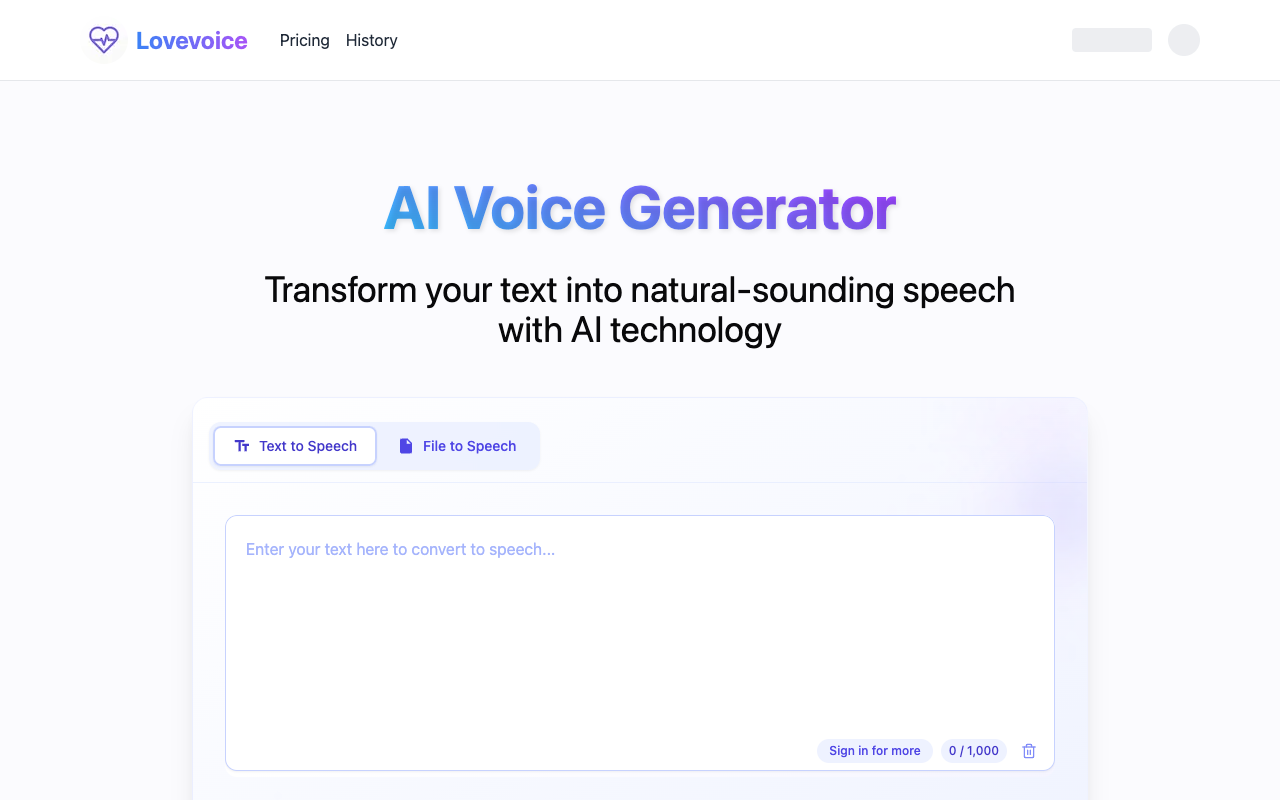 Lovevoice - Your Online AI Voice Generator AI Technology