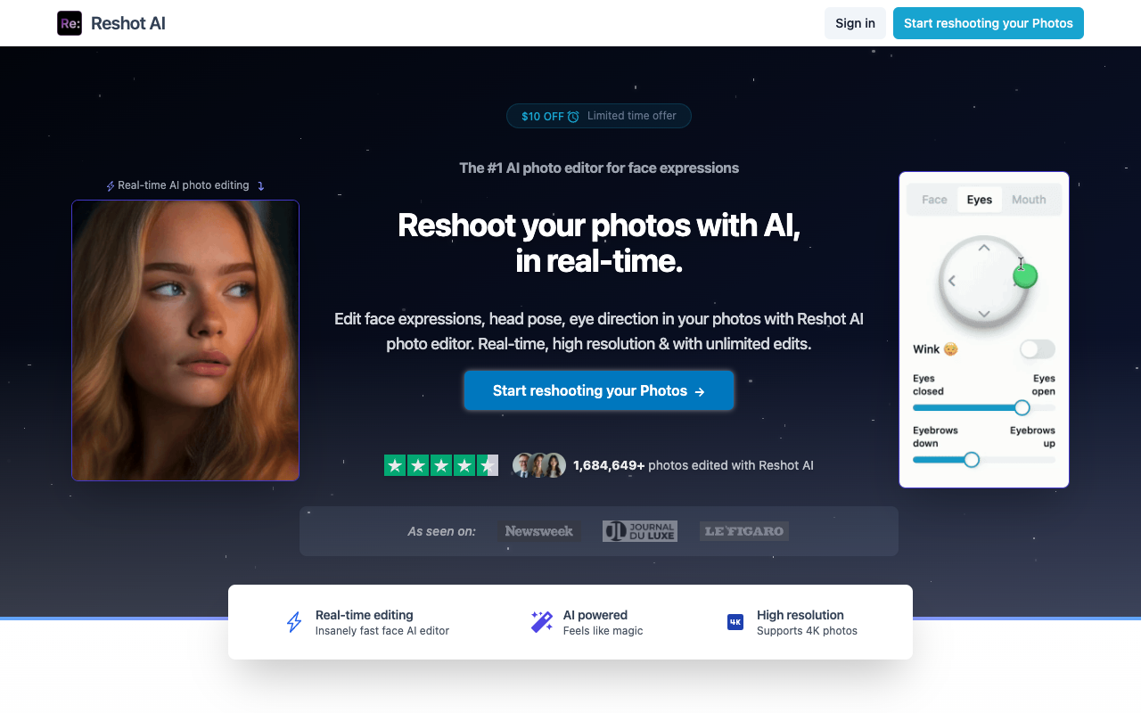 Reshot AI - AI-Powered Photo Editor for Expressive Photo Editing AI Photography