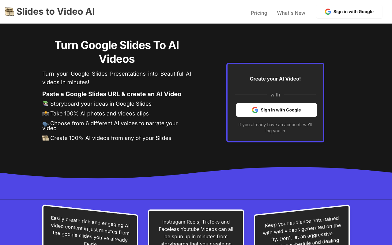 SlidesToVideos.com - Transforming Google Slides into AI-Generated Videos