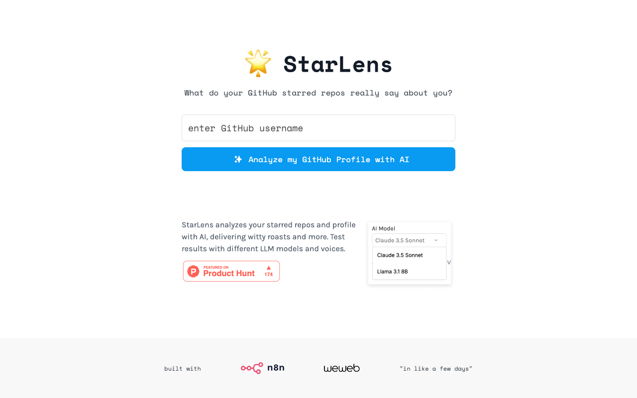 StarLens - Uncover Insights from Your GitHub Stars