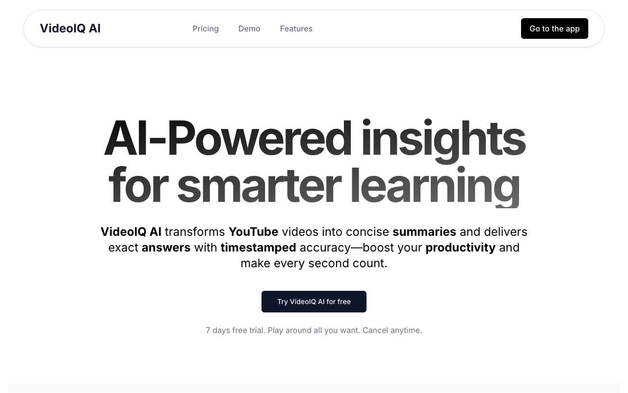 VideoIQ AI - Transforming Educational Videos for Efficient Learning