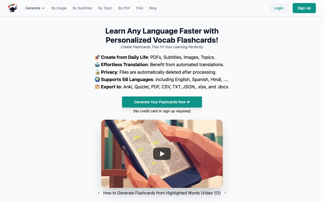 VocabGenerator.com - Automated Translated Vocabulary Flashcard Creator