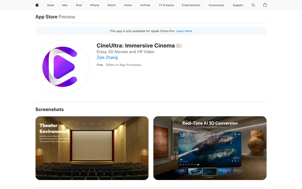 CineUltra - Transform any video to 3D with VisionPro