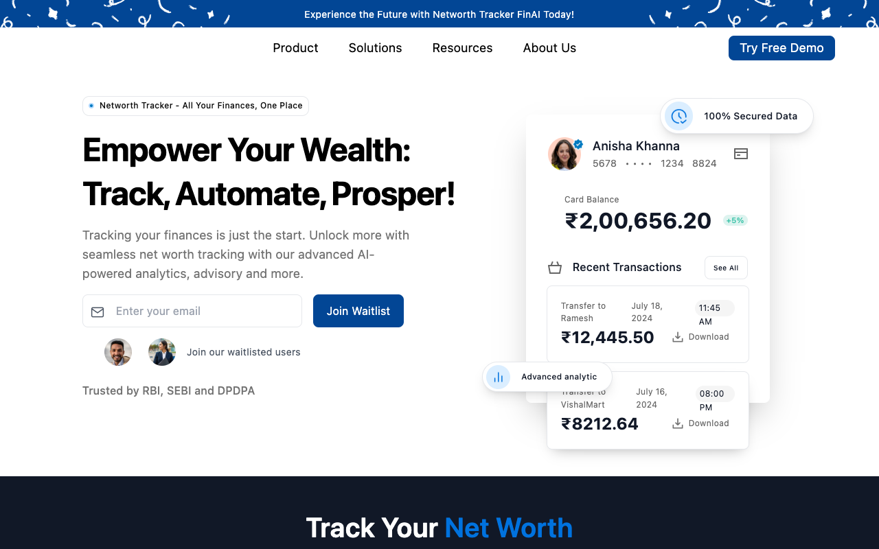 Networth Tracker - Effortless Financial Tracking with AI-Powered Analytics
