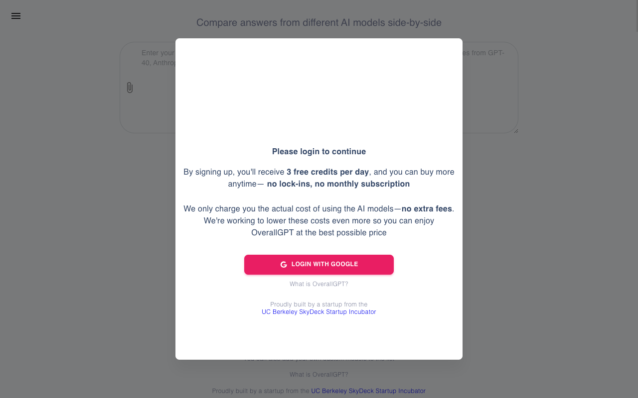 OverallGPT - Compare answers from various AI models side-by-side