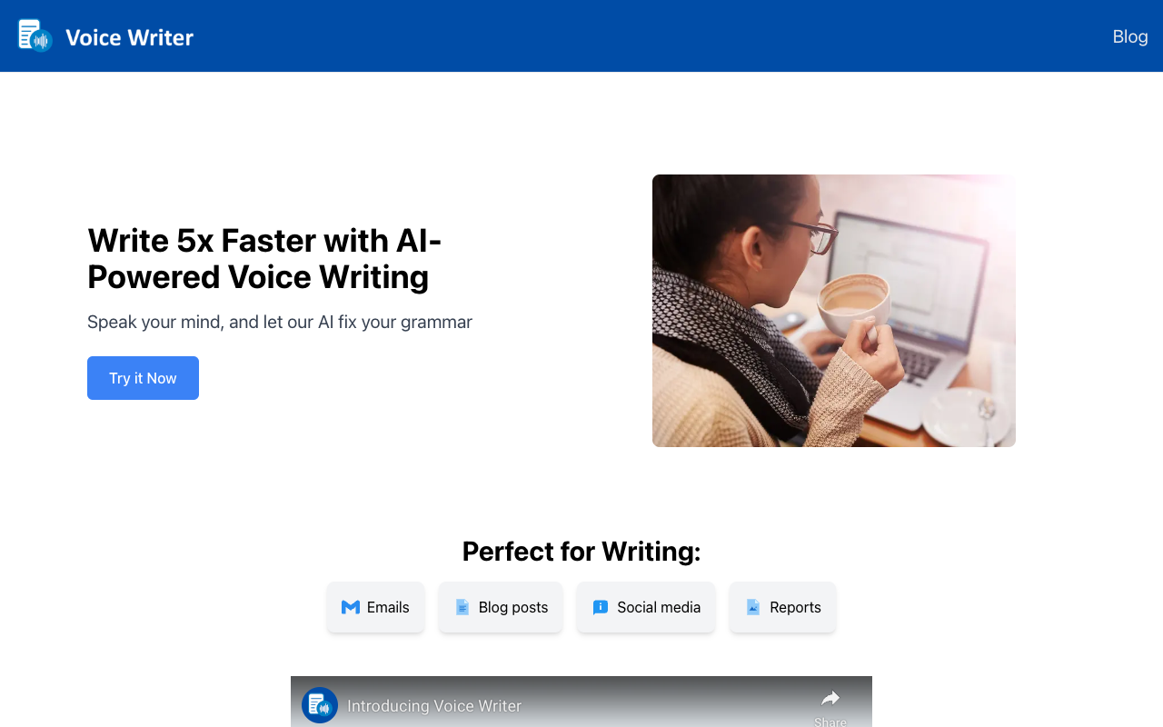 Voice Writer - Enhance Your Writing Speed with AI-Powered Voice Writing AI Writing