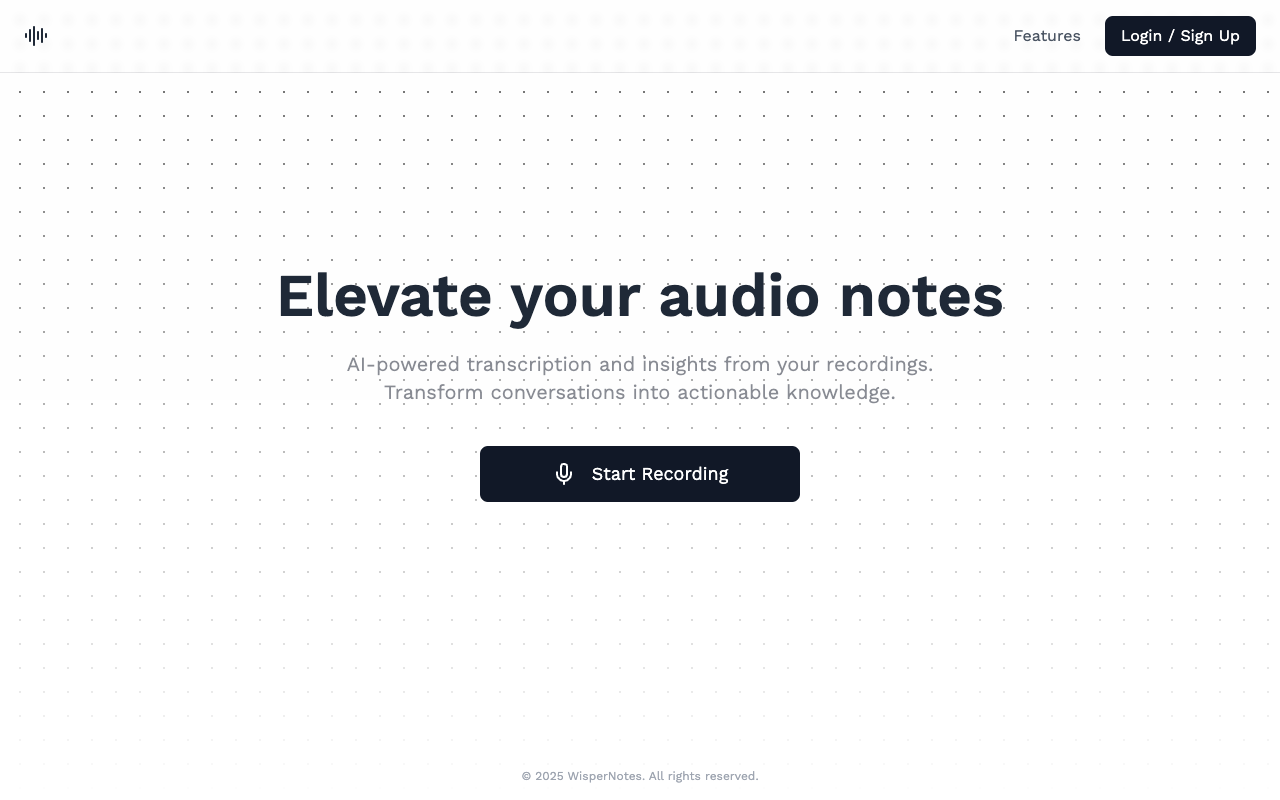 Wispernotes - AI-powered transcription and insights from your recordings AI Transcription