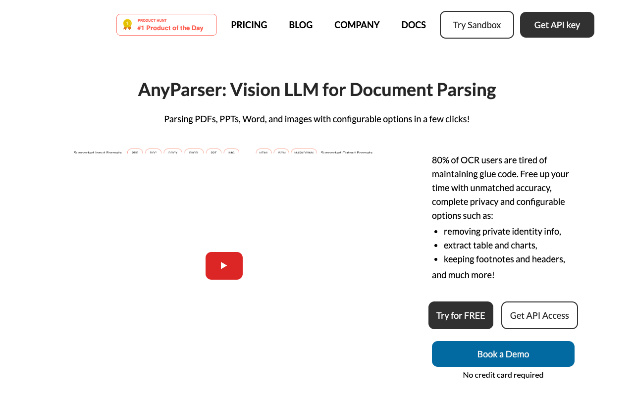 AnyParser API - The Innovative Document Parsing Solution