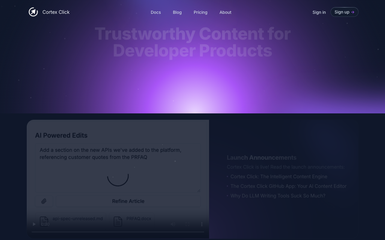 Cortex Click - The Intelligent Content Engine for Developers