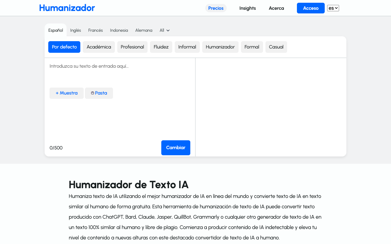 Humanizador de IA - Transforming AI Text into Natural Human Expression
