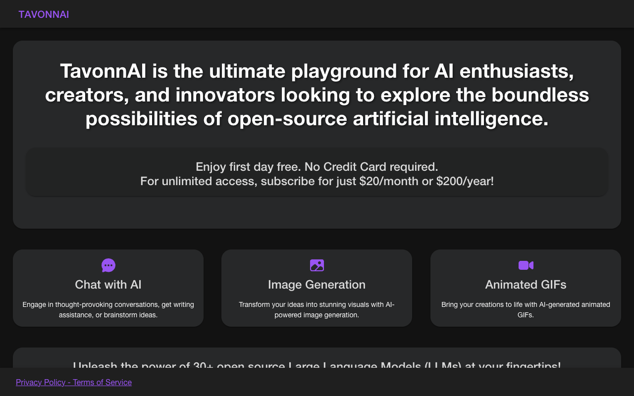 TavonnAI - Unlock the Power of Open-Source AI for $20