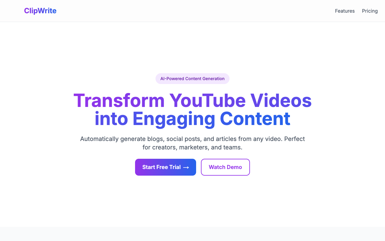 ClipWrite - Transforming Videos into Text Content
