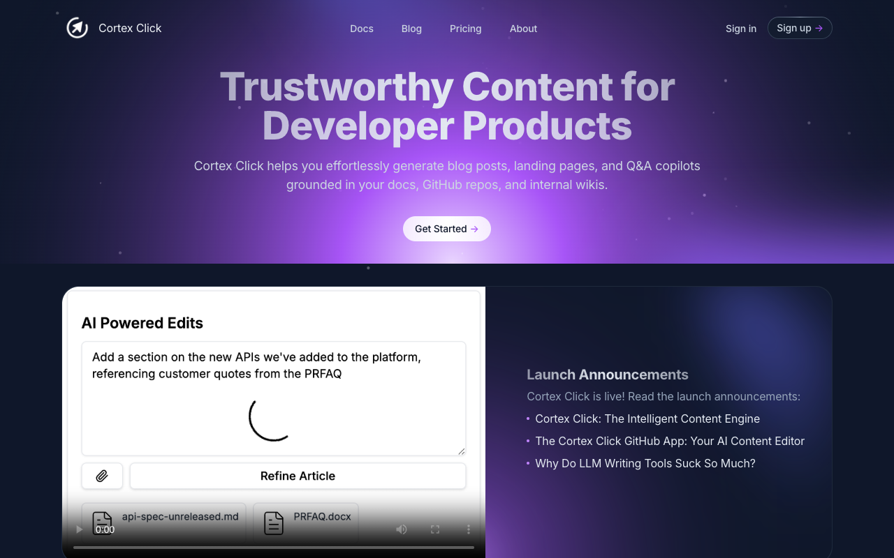 Cortex Click - The Intelligent Developer Marketing Solution