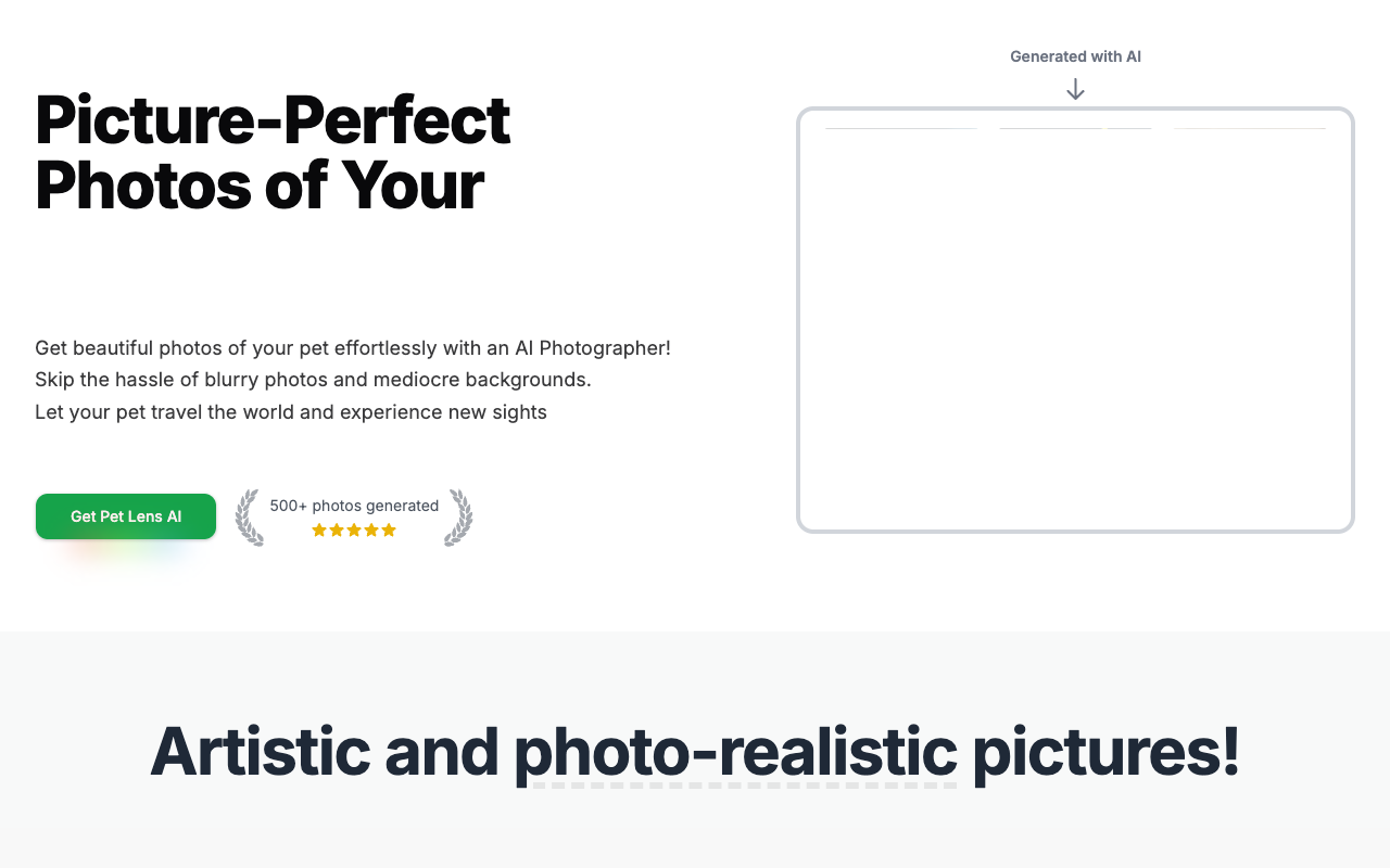 Pet Lens AI - Transforming Your Pet Photos with AI Technology AI Photography