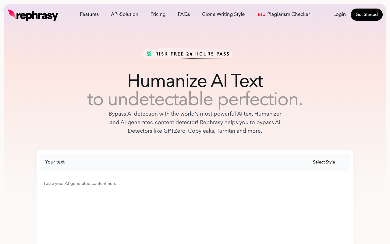 Rephrasy - Advanced AI Content Bypass Solutions AI Technology