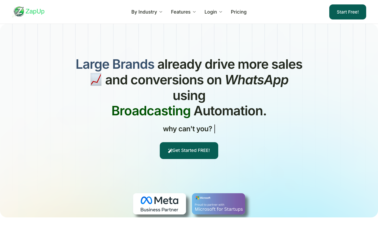 ZapUp - AI Chatbot for Business Growth through WhatsApp Marketing
