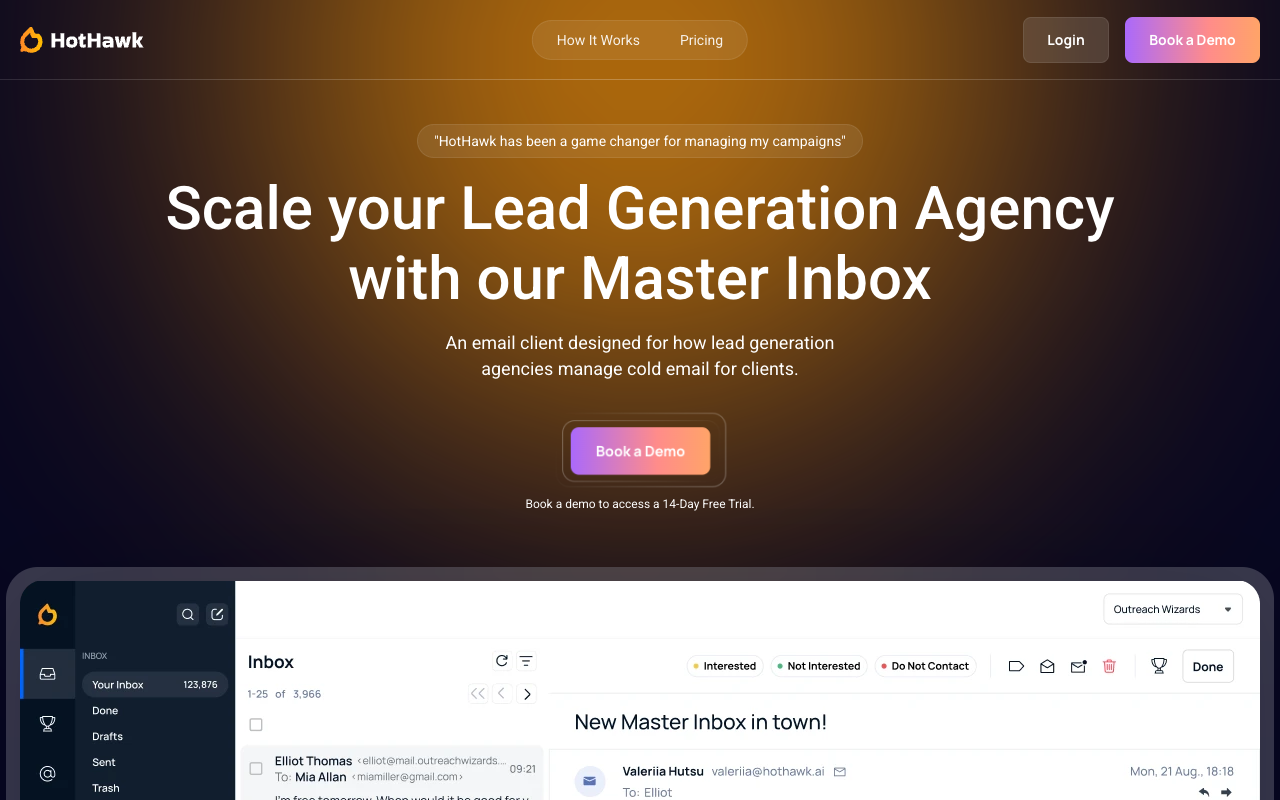 HotHawk - Simplify Cold Email Management with Master Inbox