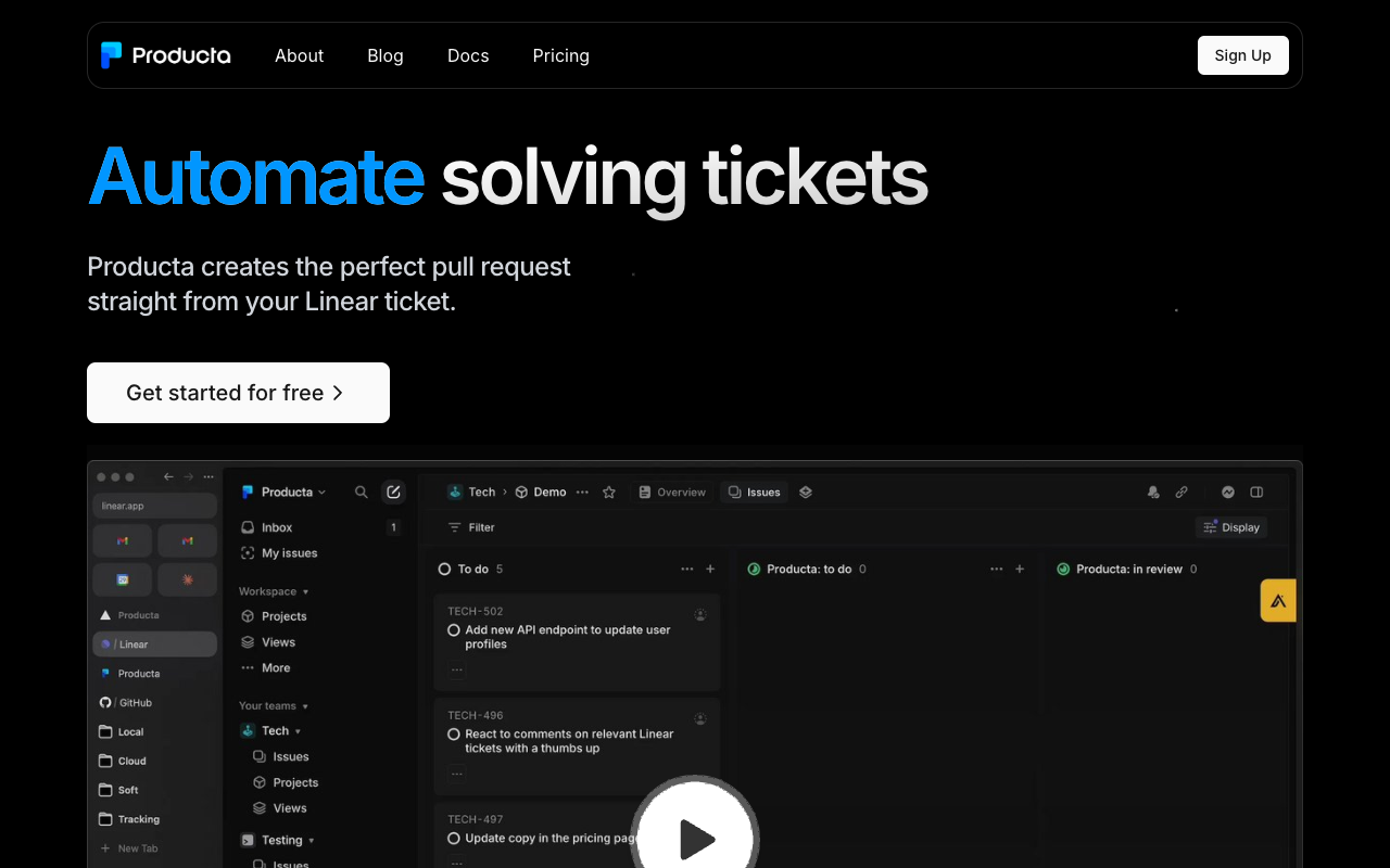 Producta - AI-Powered Ticket Resolution for Efficient Workflows AI Technology