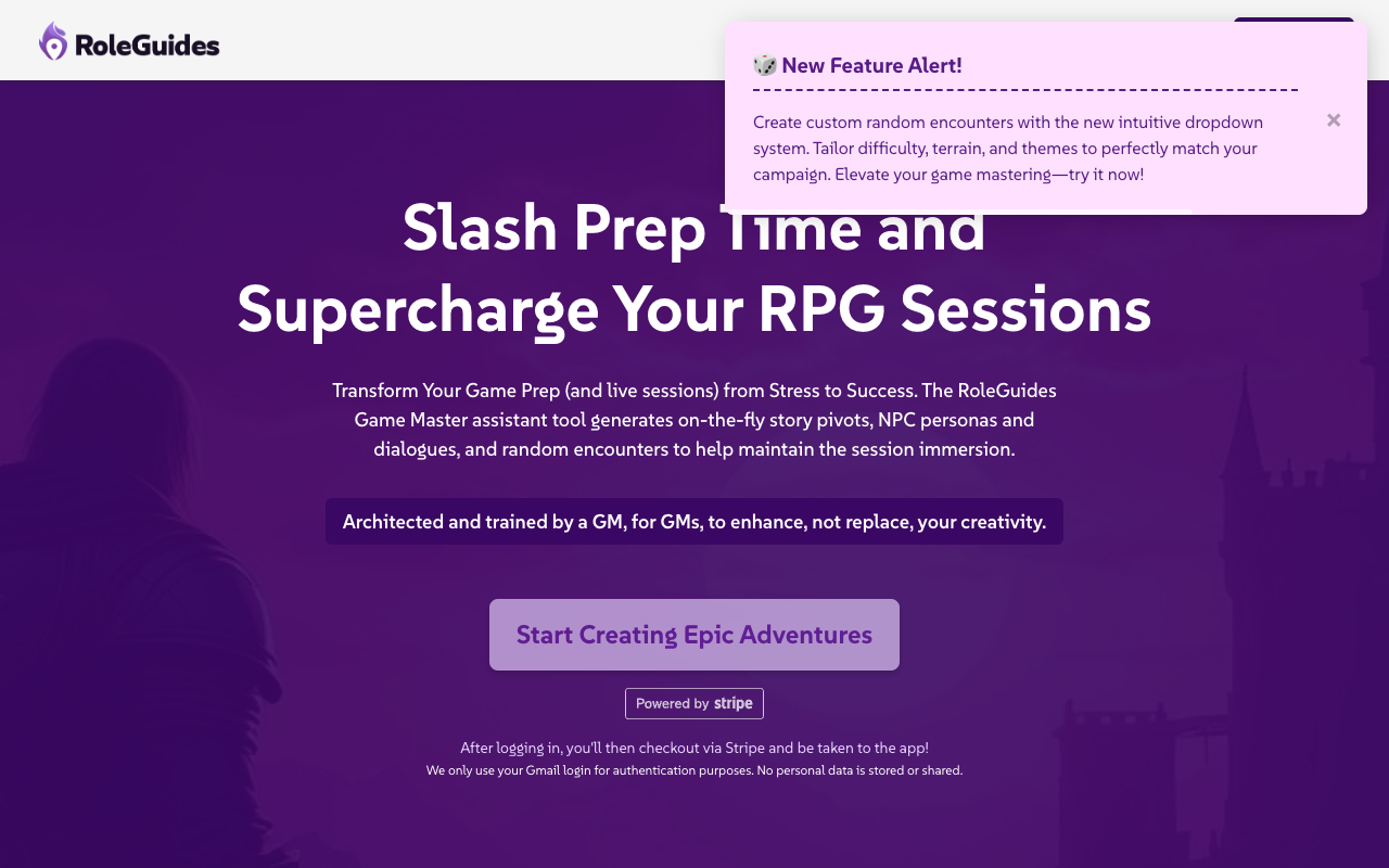 RoleGuides - AI-powered TTRPG GM Assistant