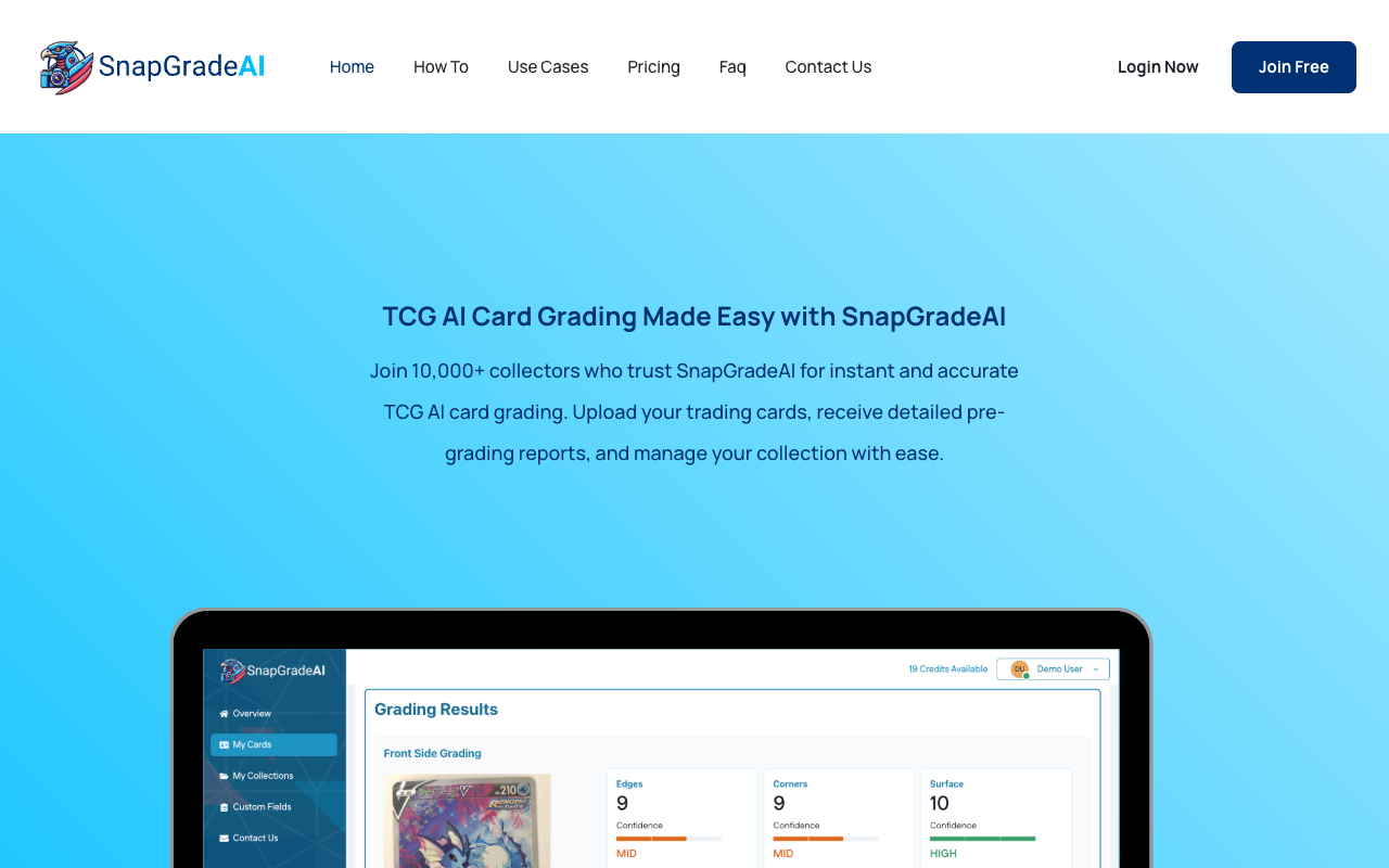 SnapGradeAI - Simplify Your Trading Card Collection with AI Pre-Grading