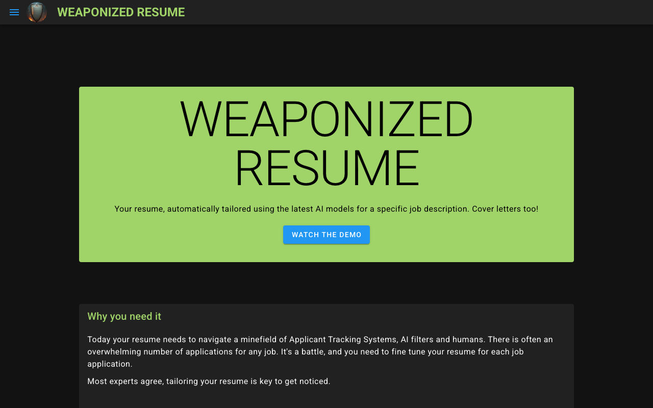 Weaponized Resume - Tailor Your Resume for Every Job Application