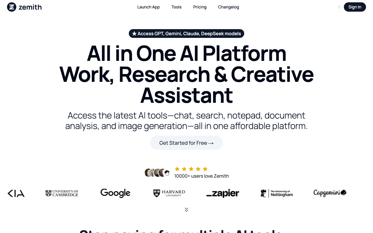 Zemith - Empower Your Productivity with AI-Powered Features AI Productivity