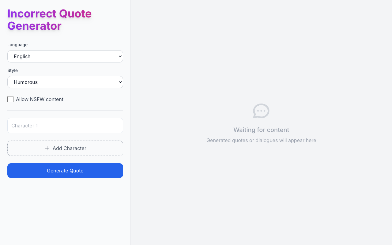 AI Incorrect Quote Generator - Create Hilarious Misattributed Quotes