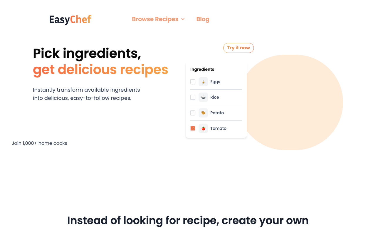 EasyChef - Your Instant Recipe Solution