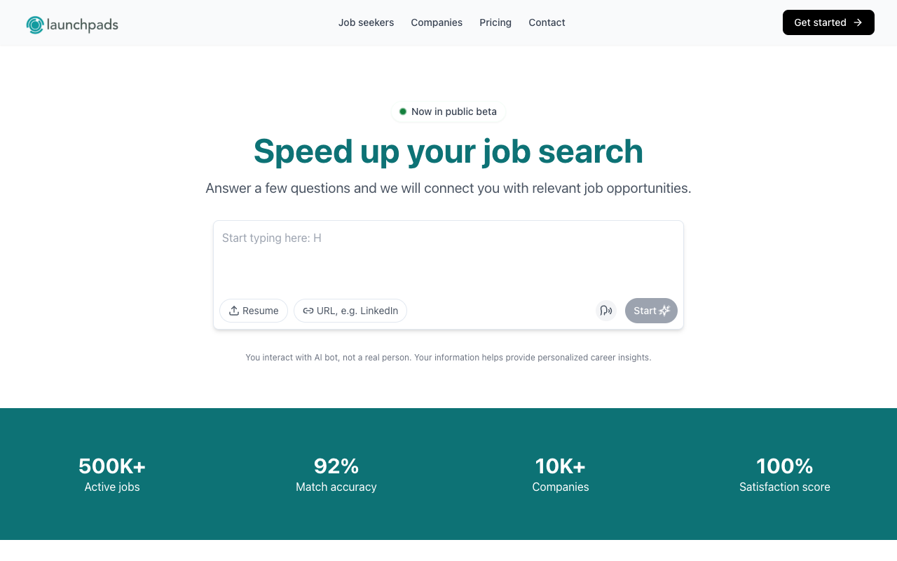Launchpads - Revolutionizing Job Search with AI AI Job Search