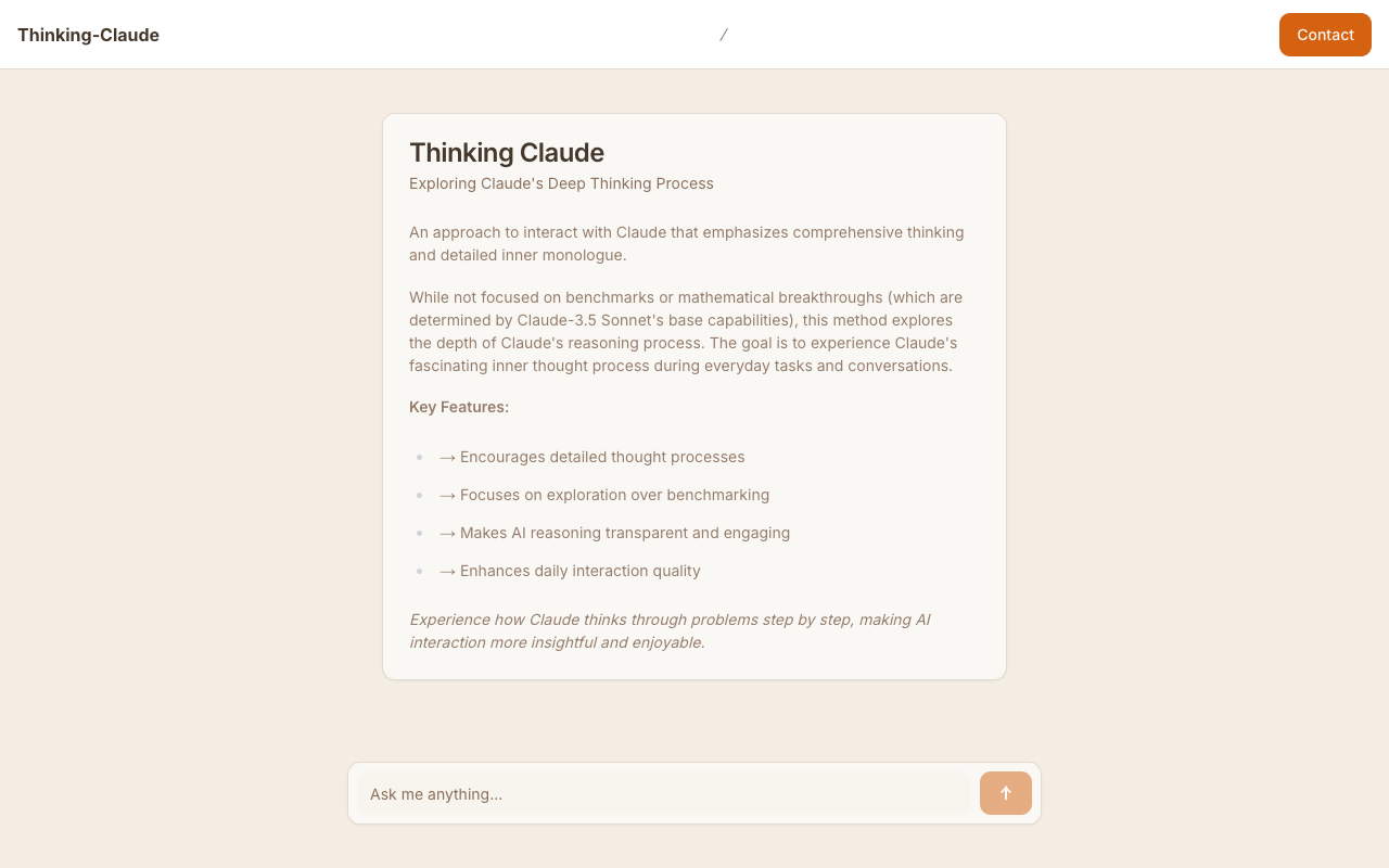 Thinking-Claude - Enhancing AI Interaction through Deep Thinking Process