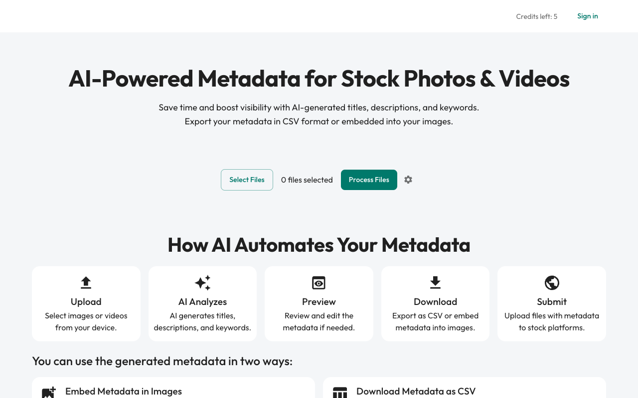AI Stock Keywords - Streamline Stock Photography Workflow with AI Metadata Generation AI Photography