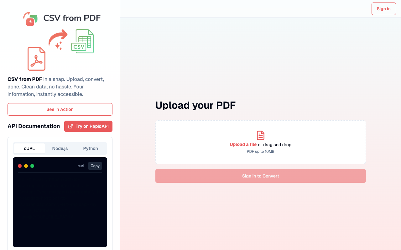 CSV from PDF - Extract data effortlessly with AI