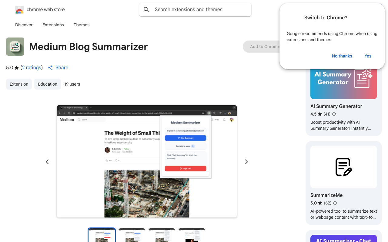 Medium Blog Summarizer - Simplify Your Reading with AI Summaries