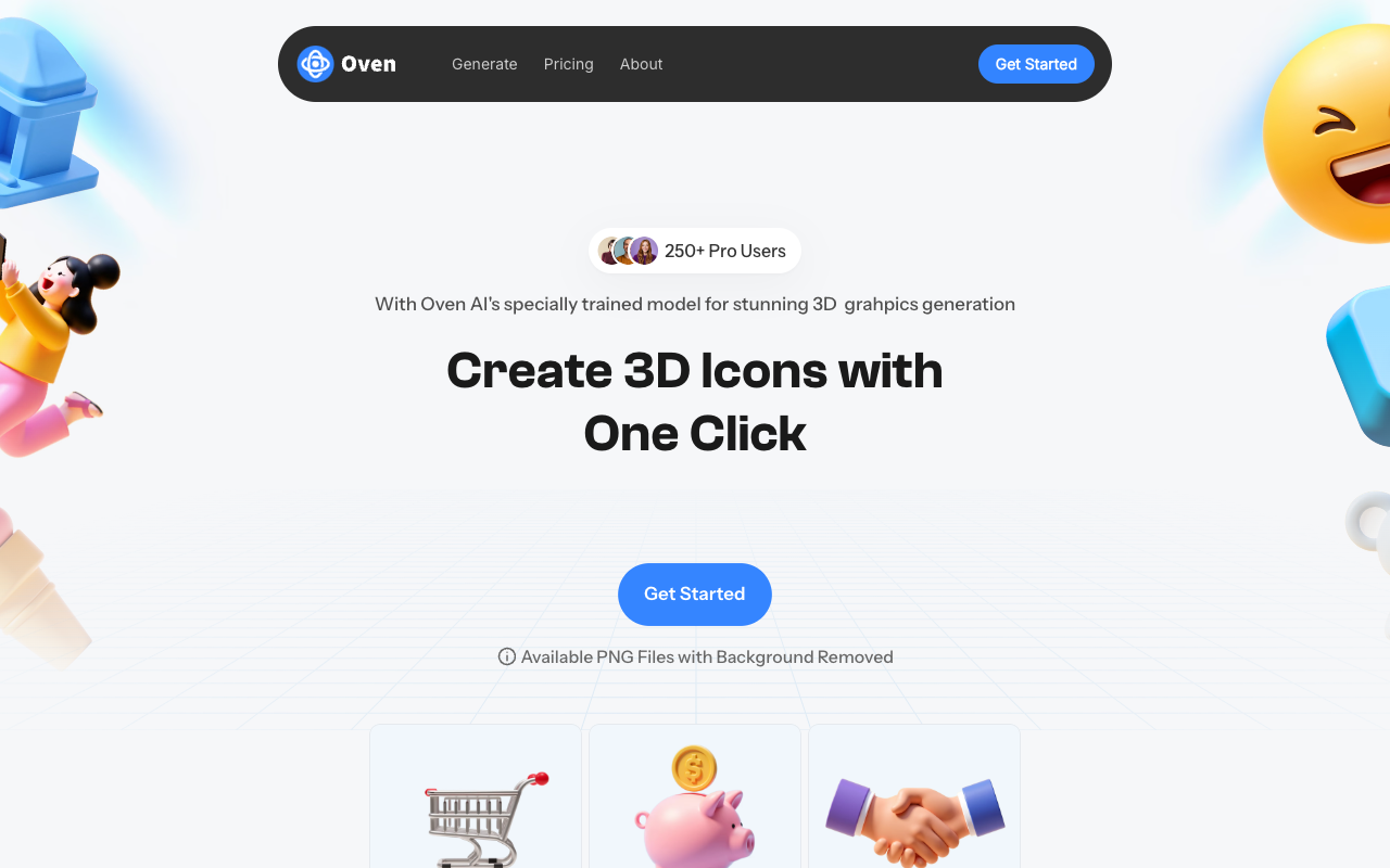 Oven AI - High-Quality 3D Icon Generator for Designers & Developers AI Design