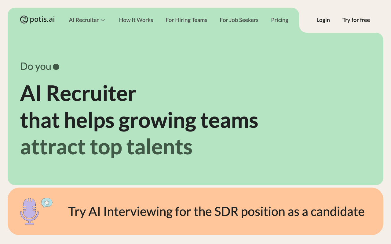 Potis 2.0 - Your AI Recruiting Team for Remote Teams