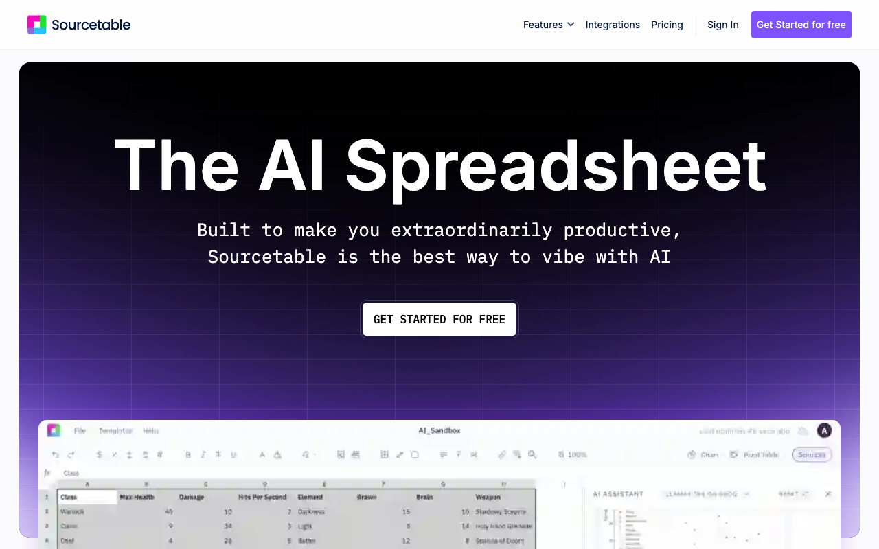 Sourcetable - Empower Your Workflow with AI Spreadsheet Capabilities