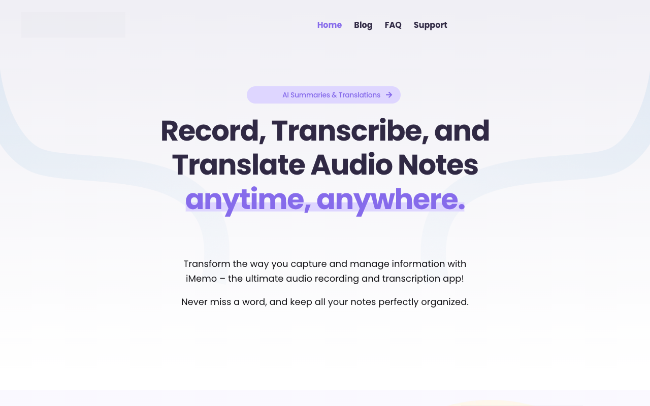 iMemo - Simplify Your Note-Taking with Audio Transcription and Summaries