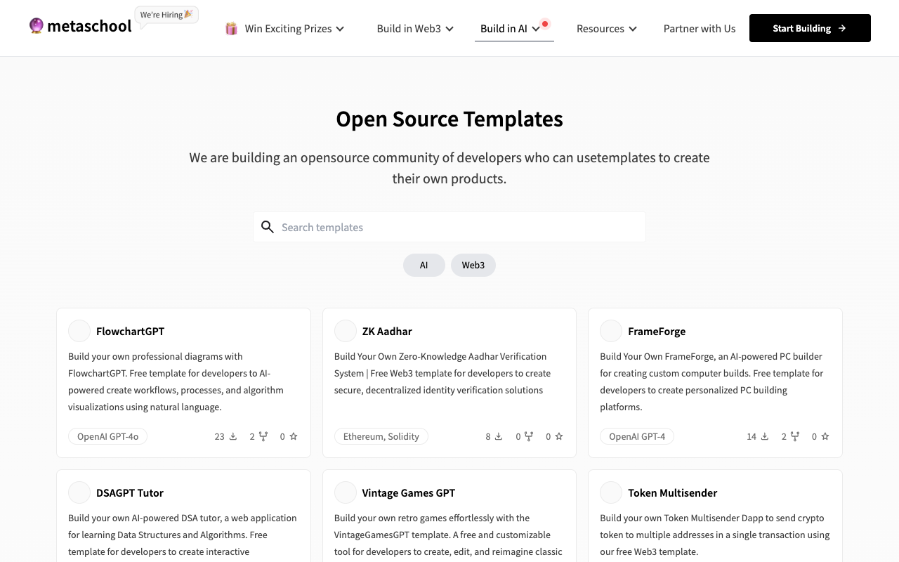 Metaschool AI Templates - Simplifying AI App Development with Open Source Templates