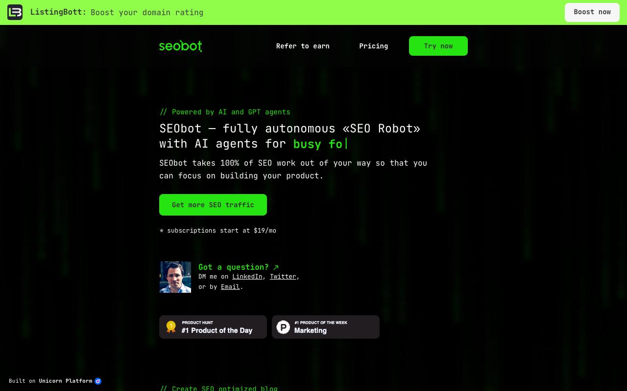 SEO Bot - Automate Your SEO and Effortlessly Create a Blog