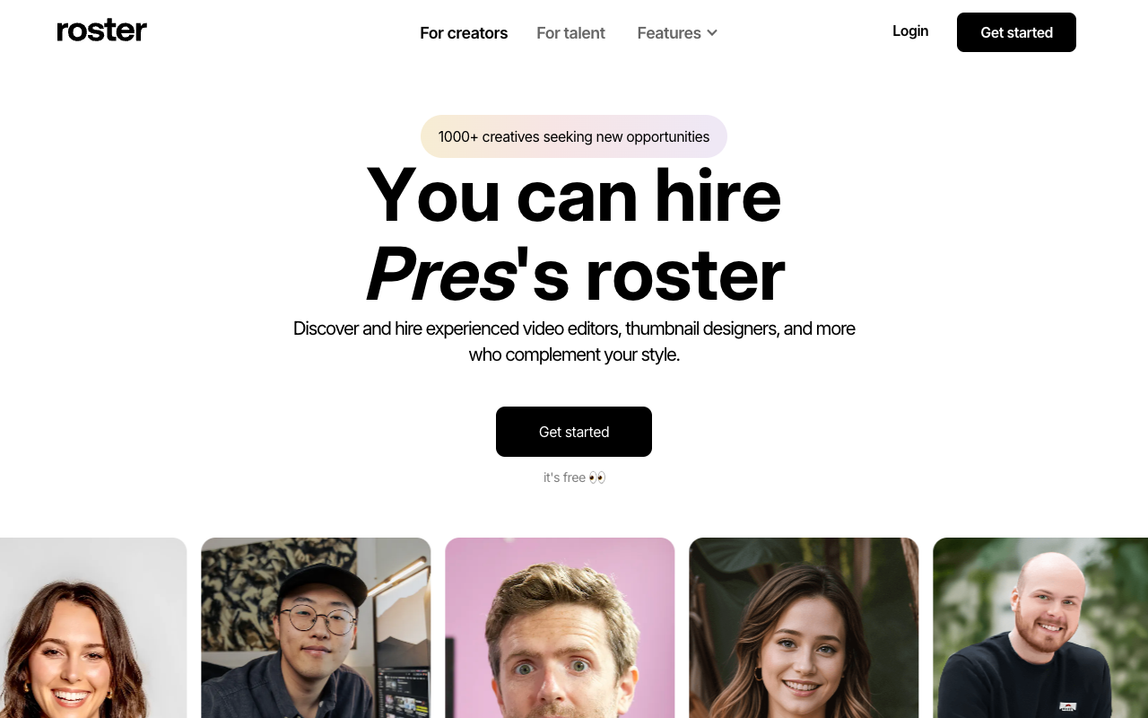Roster - AI-powered hiring platform for content creators